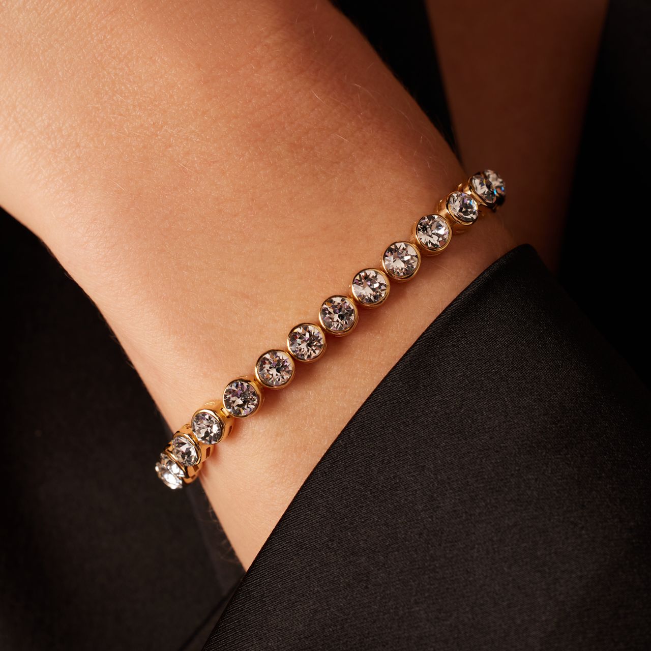 Armband, 925 Silber, vergoldet, mit Kristall, weiß