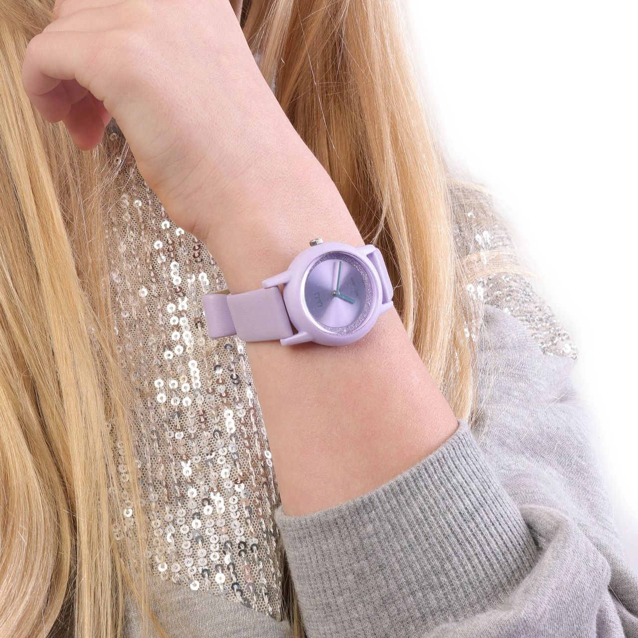 Q&Q Armbanduhr für Mädchen in Schmuckkästchen, lila