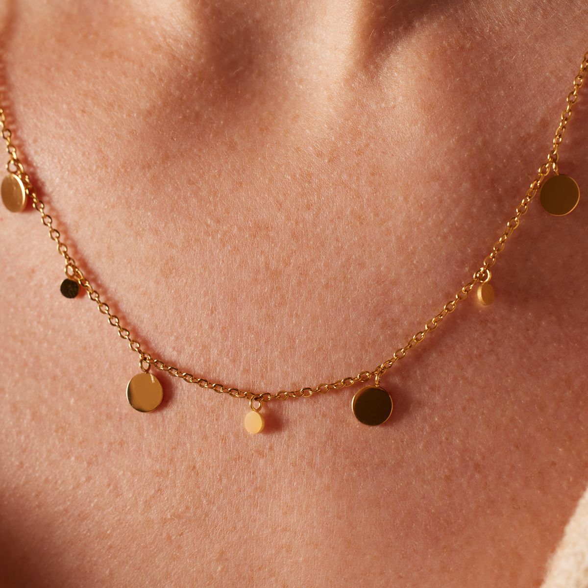 Stalen goldplated ketting met hanger voor dames