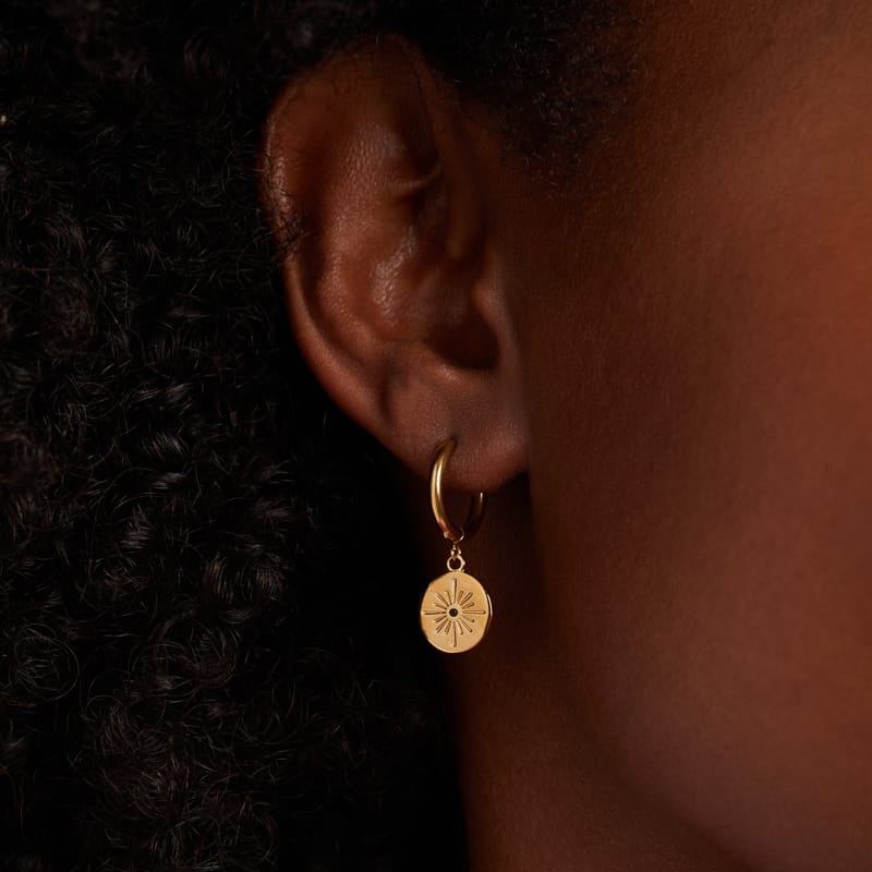 Stalen goldplated oorringen met zirkonia voor dames