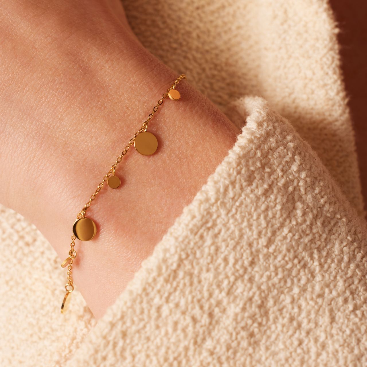 Stainless steel goldplated fantasiearmband munt voor dames