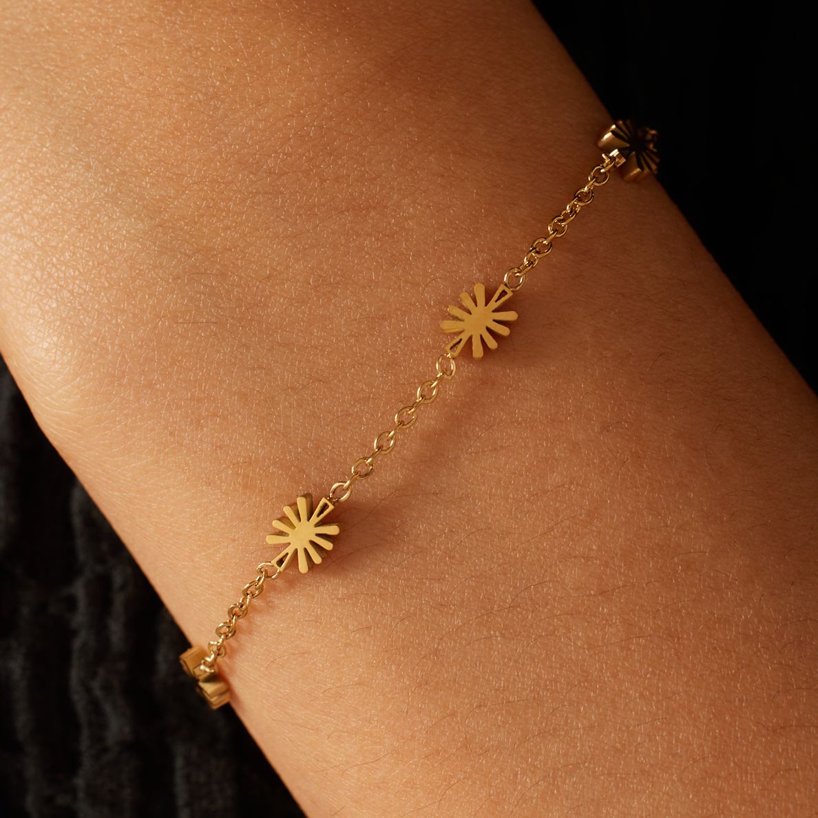Stalen goldplated fantasiearmband met hanger voor dames