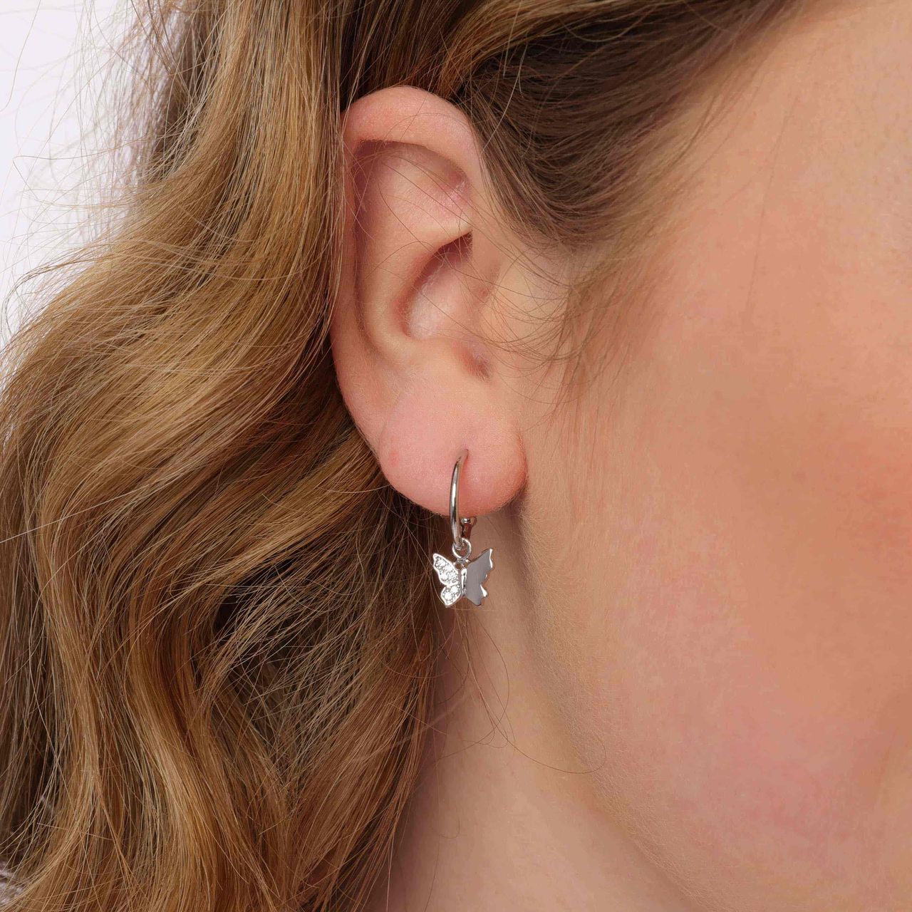 Zilveren oorbelhanger vlinder zirkonia Mix&Match