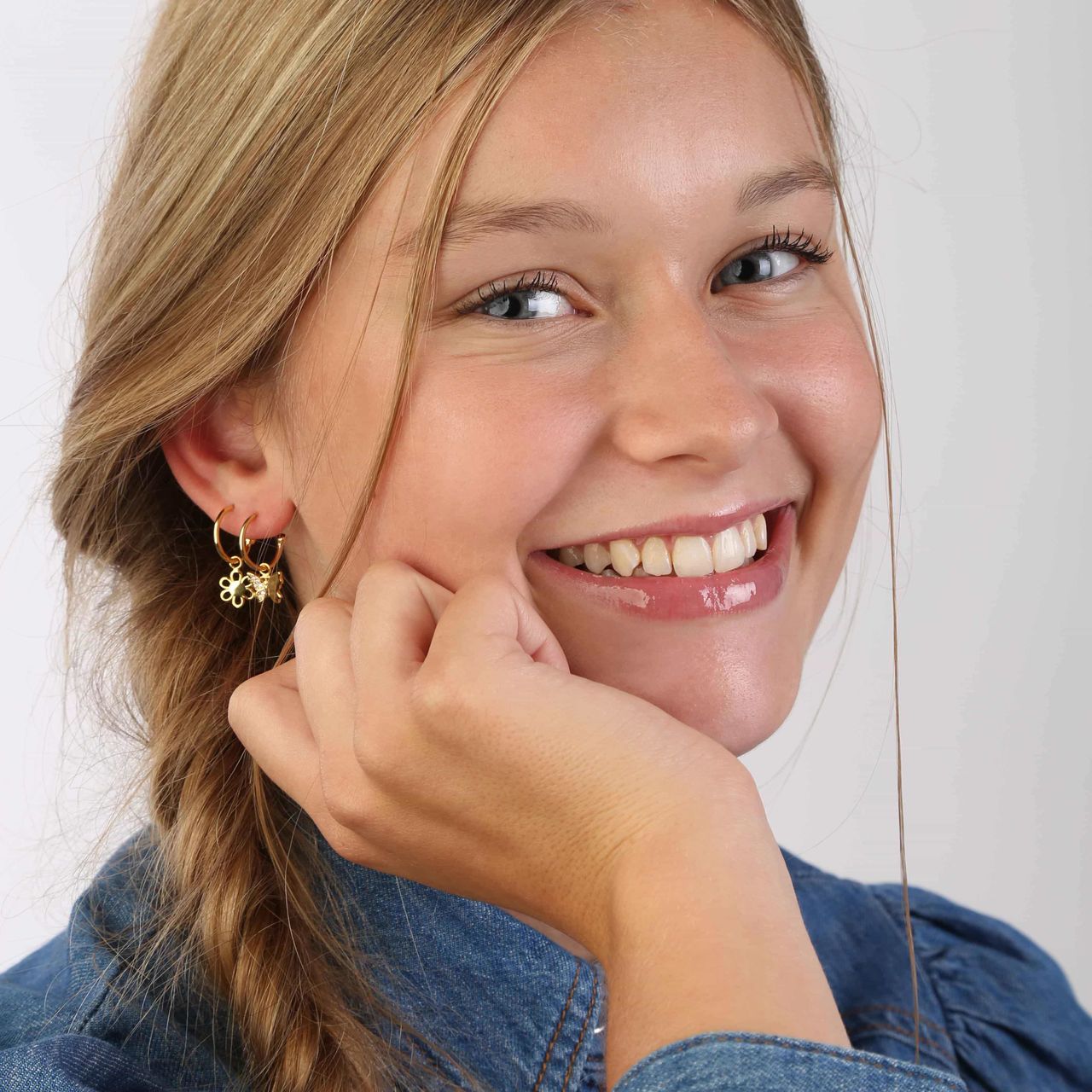 Zilveren oorbelhanger gold vlinder zirk Mix&Match
