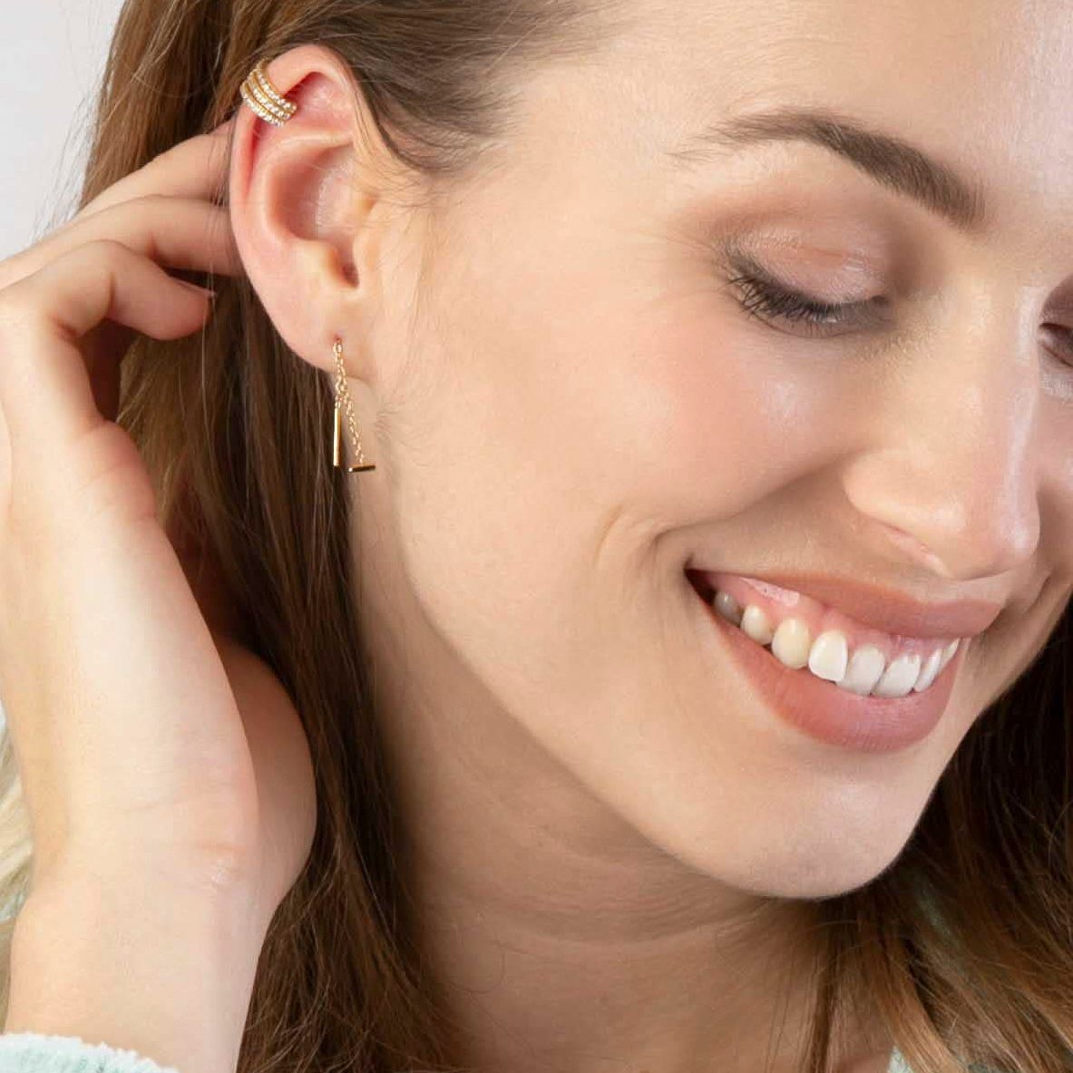 Zilveren goldplated earcuff met zirkonia voor dames