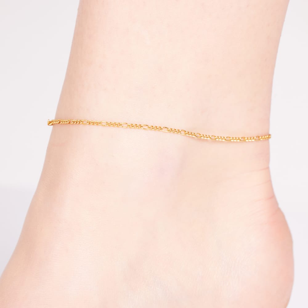 Gerecycleerd stainless steel goldplated enkelband figaro