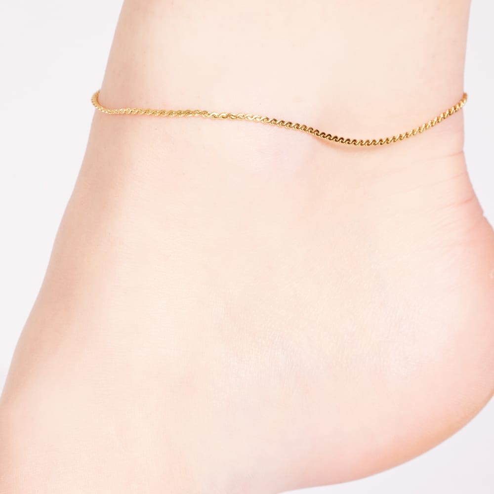Gerecycleerd stainless steel goldplated enkelband serpentine