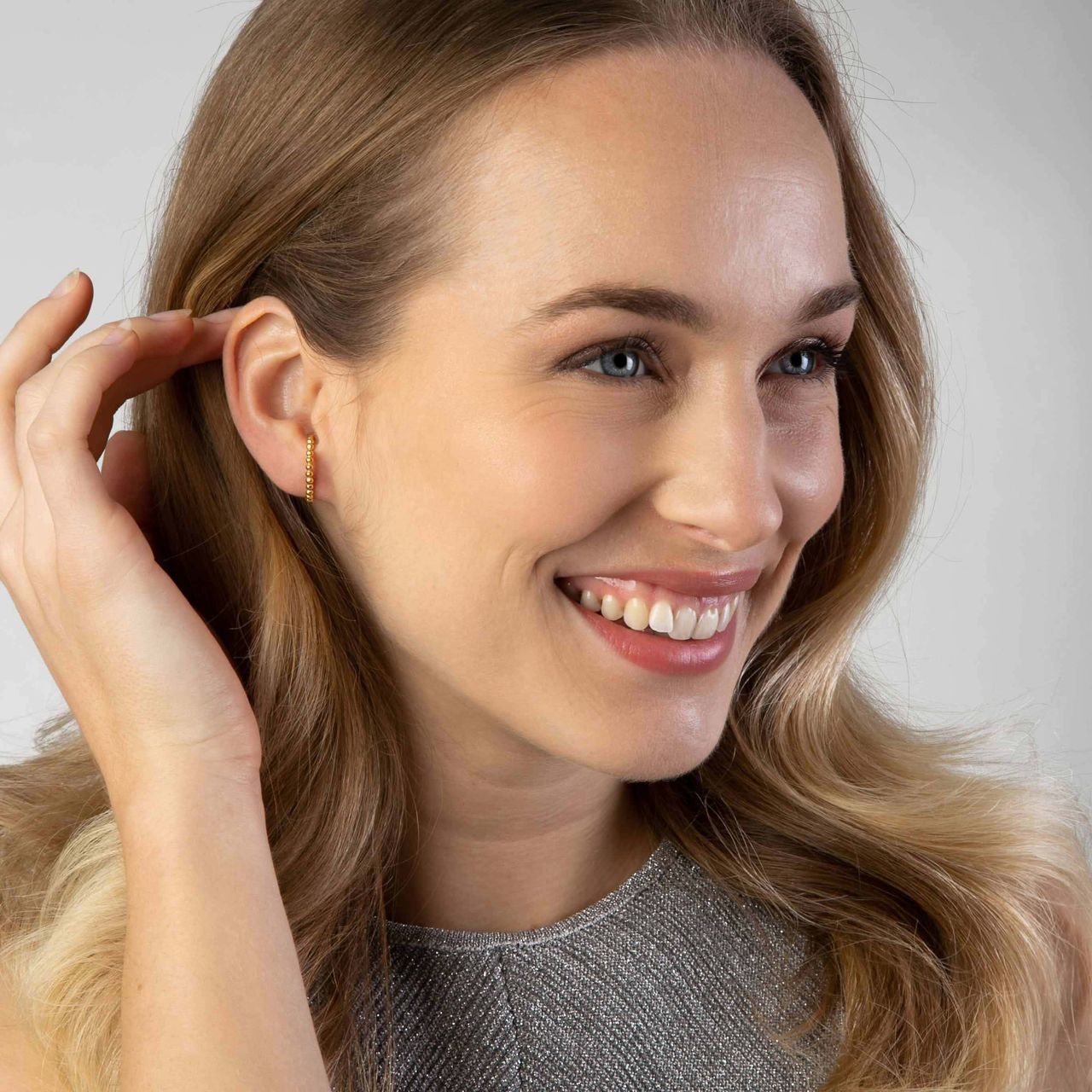 Zilveren goldplated suspender oorbel bolletjes