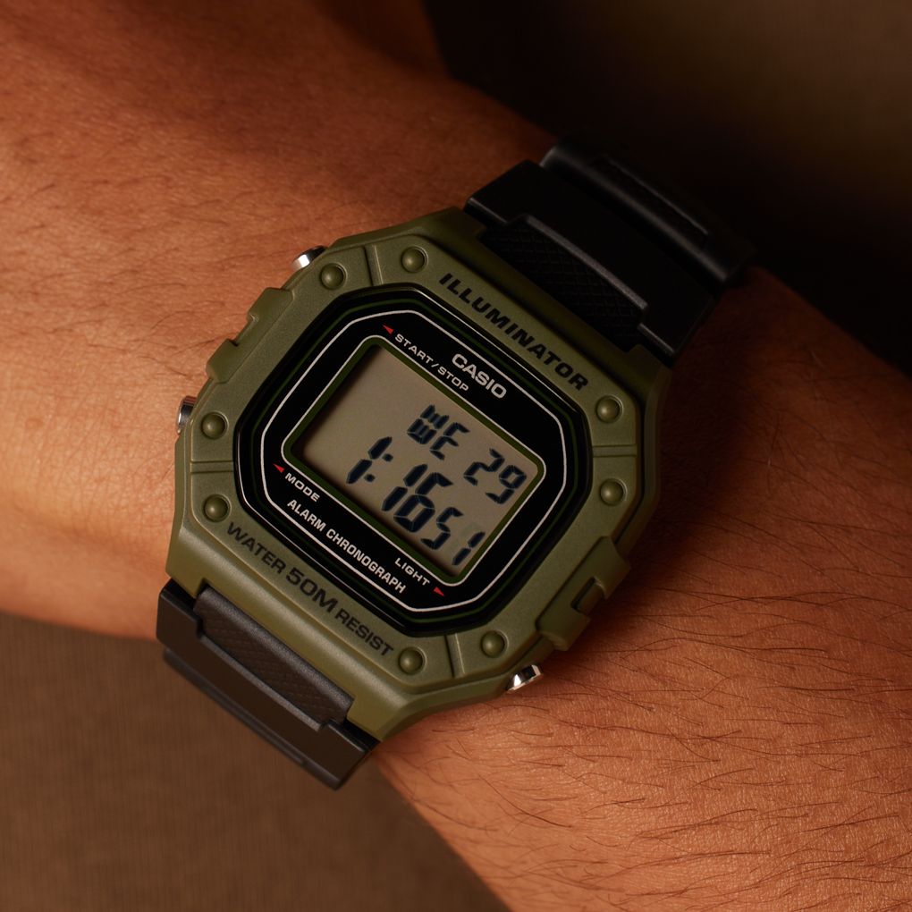 Casio Sports Digitaal Heren Horloge Zwart W-218H-3AVEF