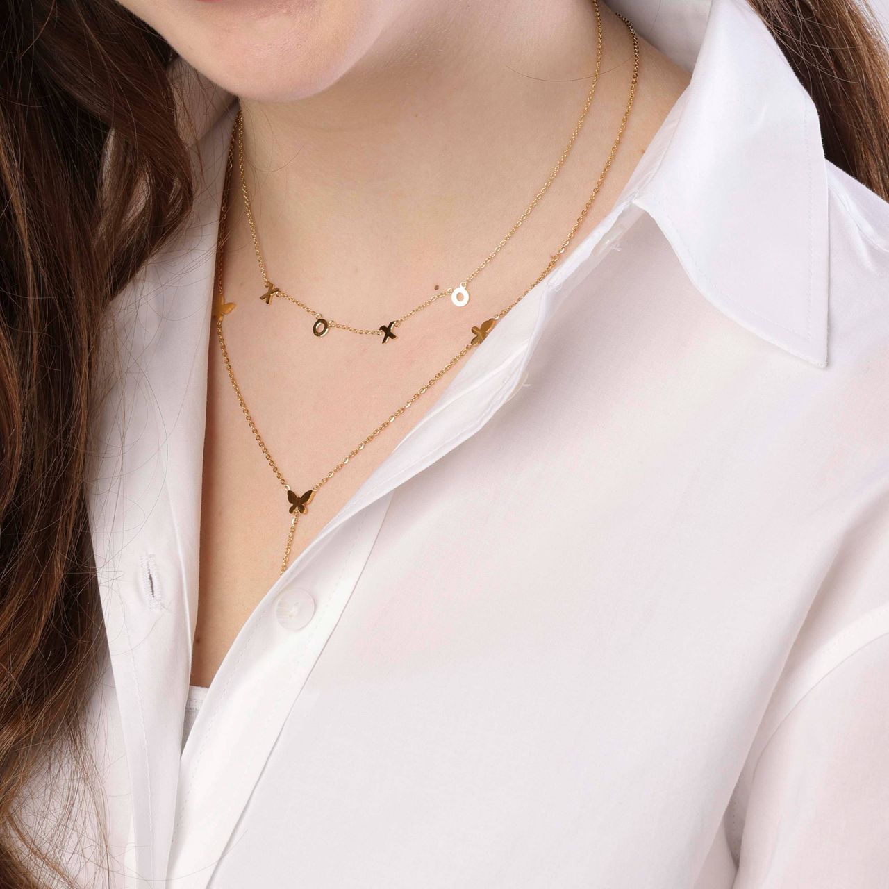 Zilveren ketting goldplated XOXO