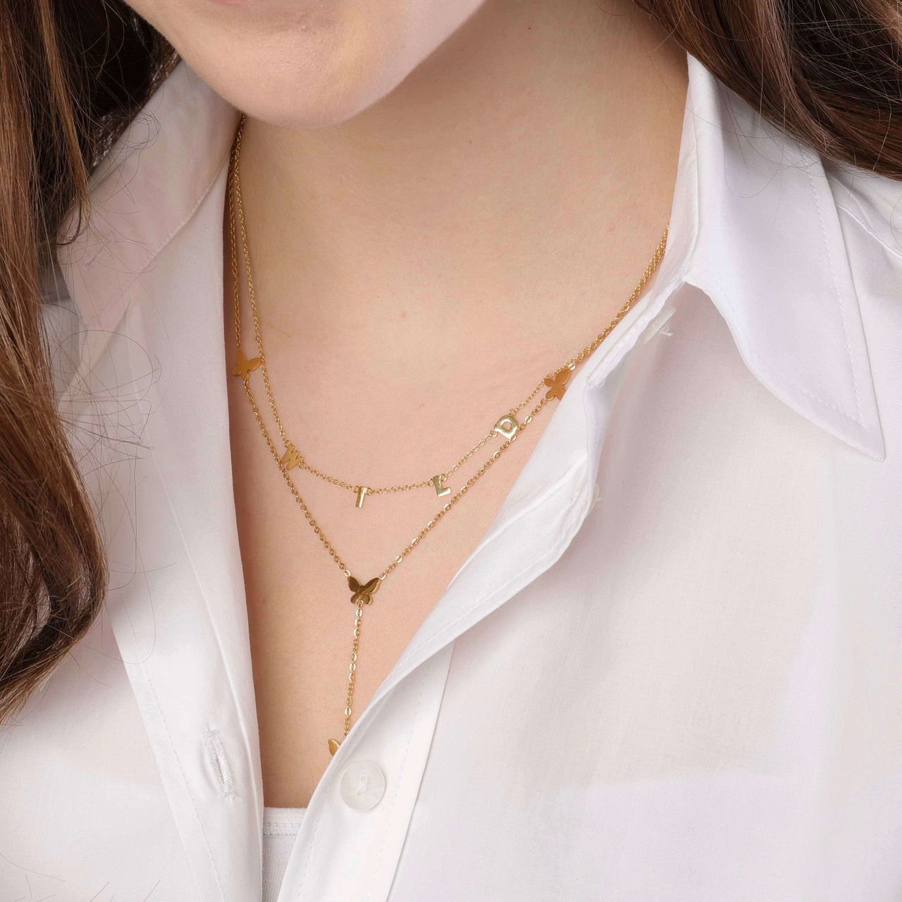 Zilveren ketting goldplated WILD