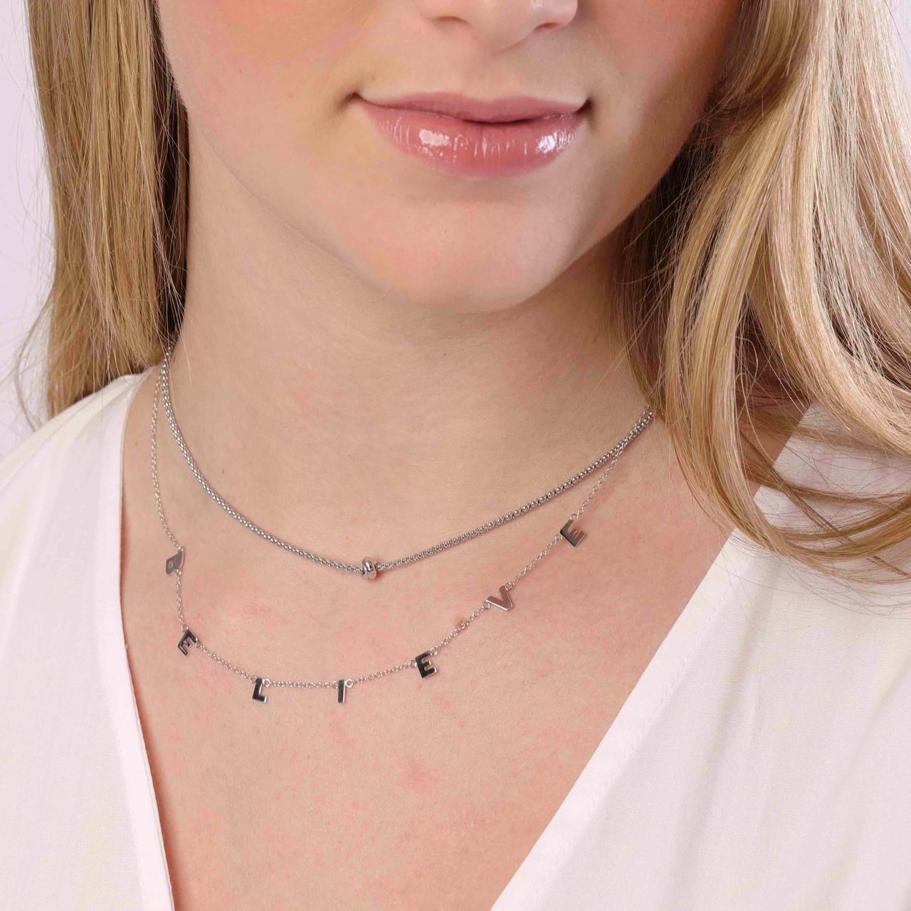Zilveren ketting BELIEVE