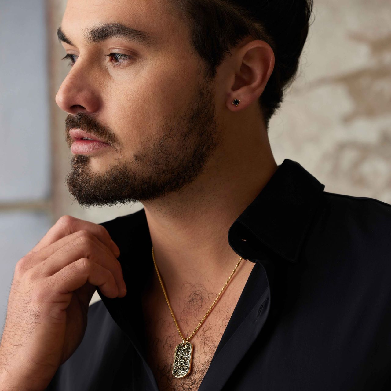 Stainless steel goldplated herenoorknoppen met zirkonia