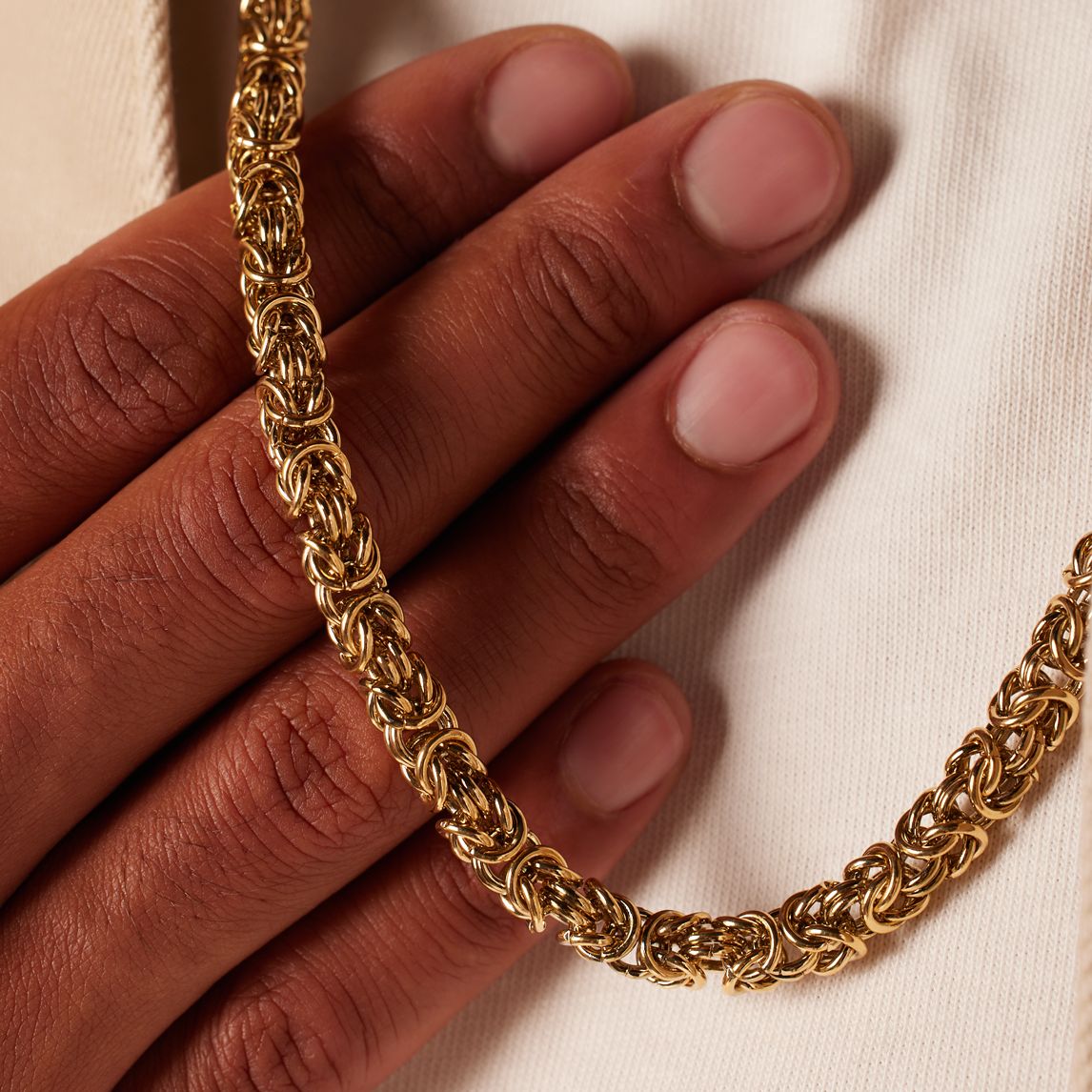 Gerecycled stainless steel goldplated ketting met koningsschakel voor heren