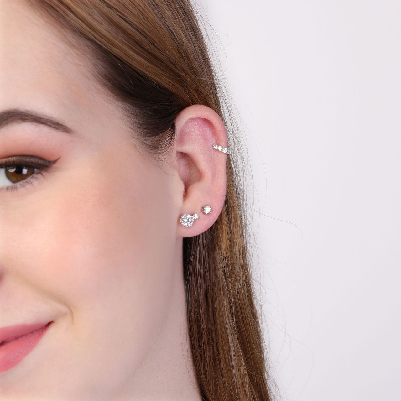 Zilveren helix earcuff zirkonia