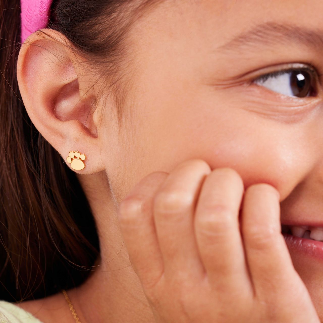 Zilveren goldplated kinderketting met hondenpoot