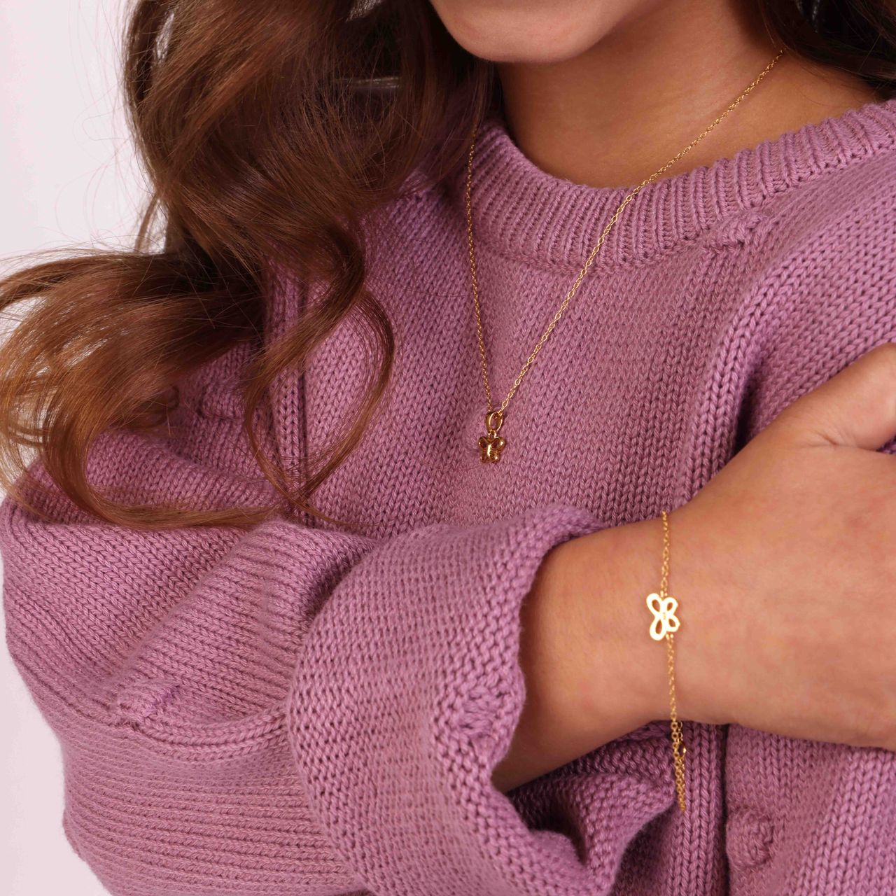 Zilveren goldplated kinderketting met hanger vlinder