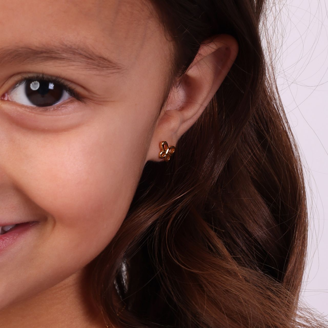 Zilveren goldplated kinderoorknoppen vlinder