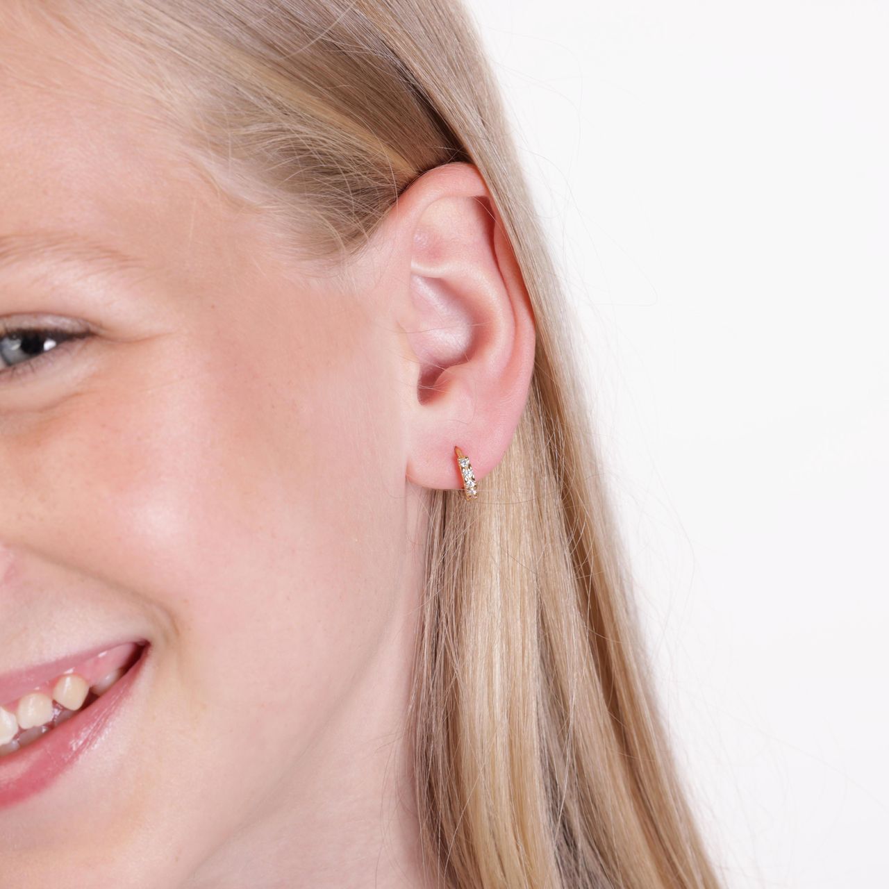 Zilveren goldplated kinderoorringen zirkonia