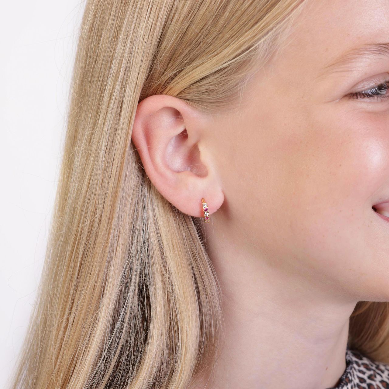 Zilveren goldplated kinderoorringen zirkonia