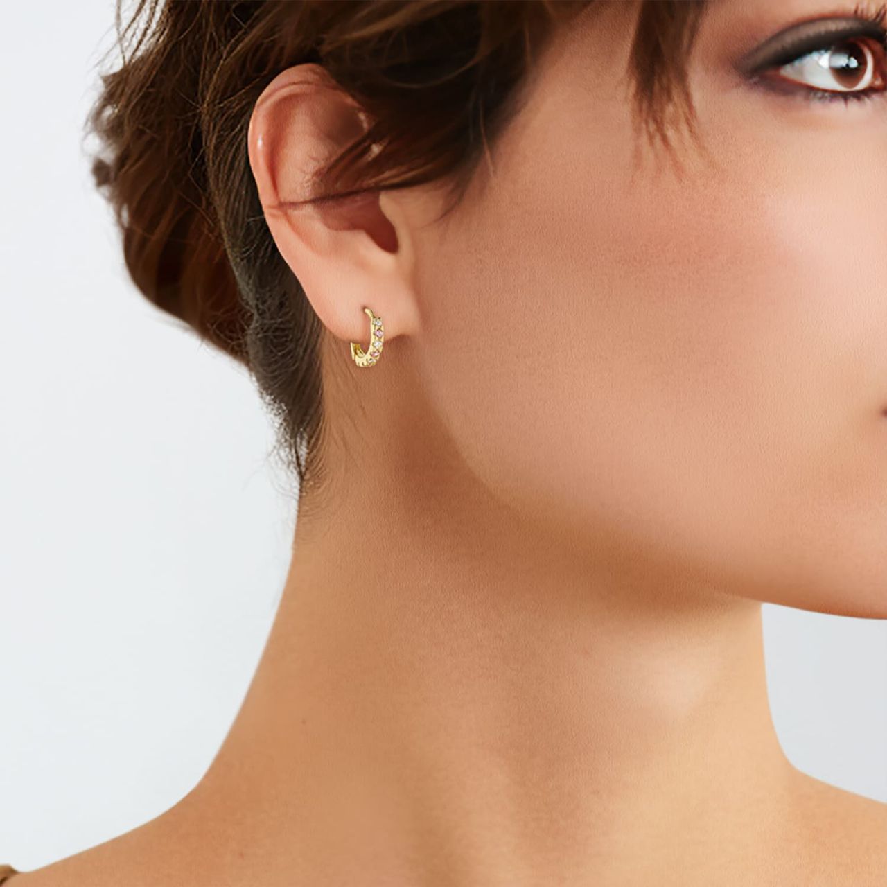 Zilveren goldplated kinderoorringen zirkonia