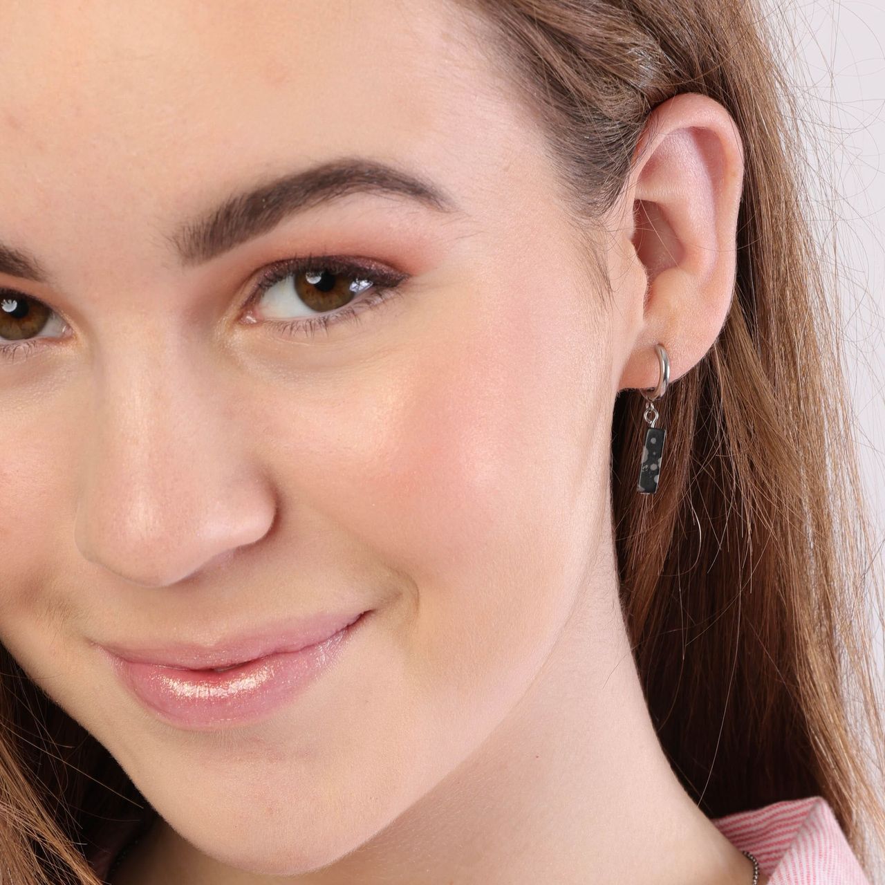 LuLu Jewels stainless steel oorringen met black jasper voor dames