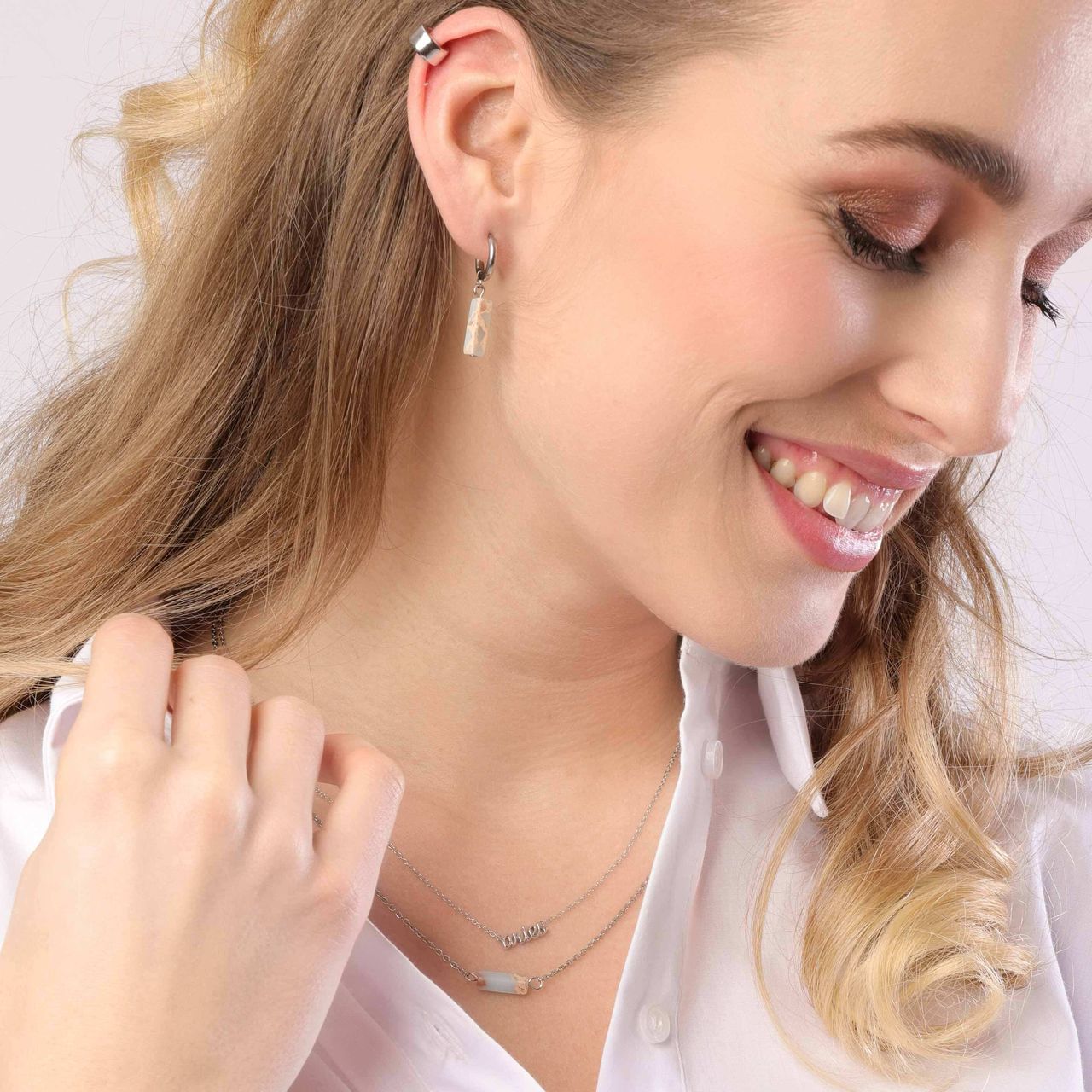 LuLu Jewels stainless steel ketting met light turquoise voor dames