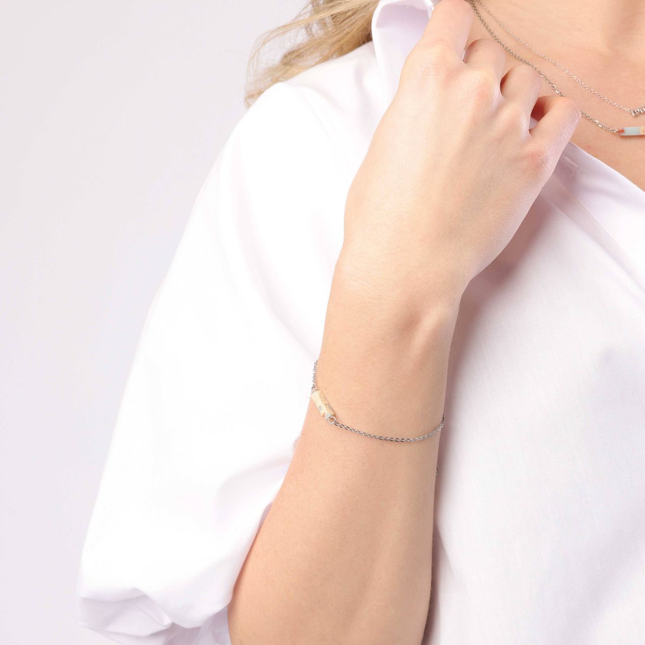 Light Turquoise stainless steel armband