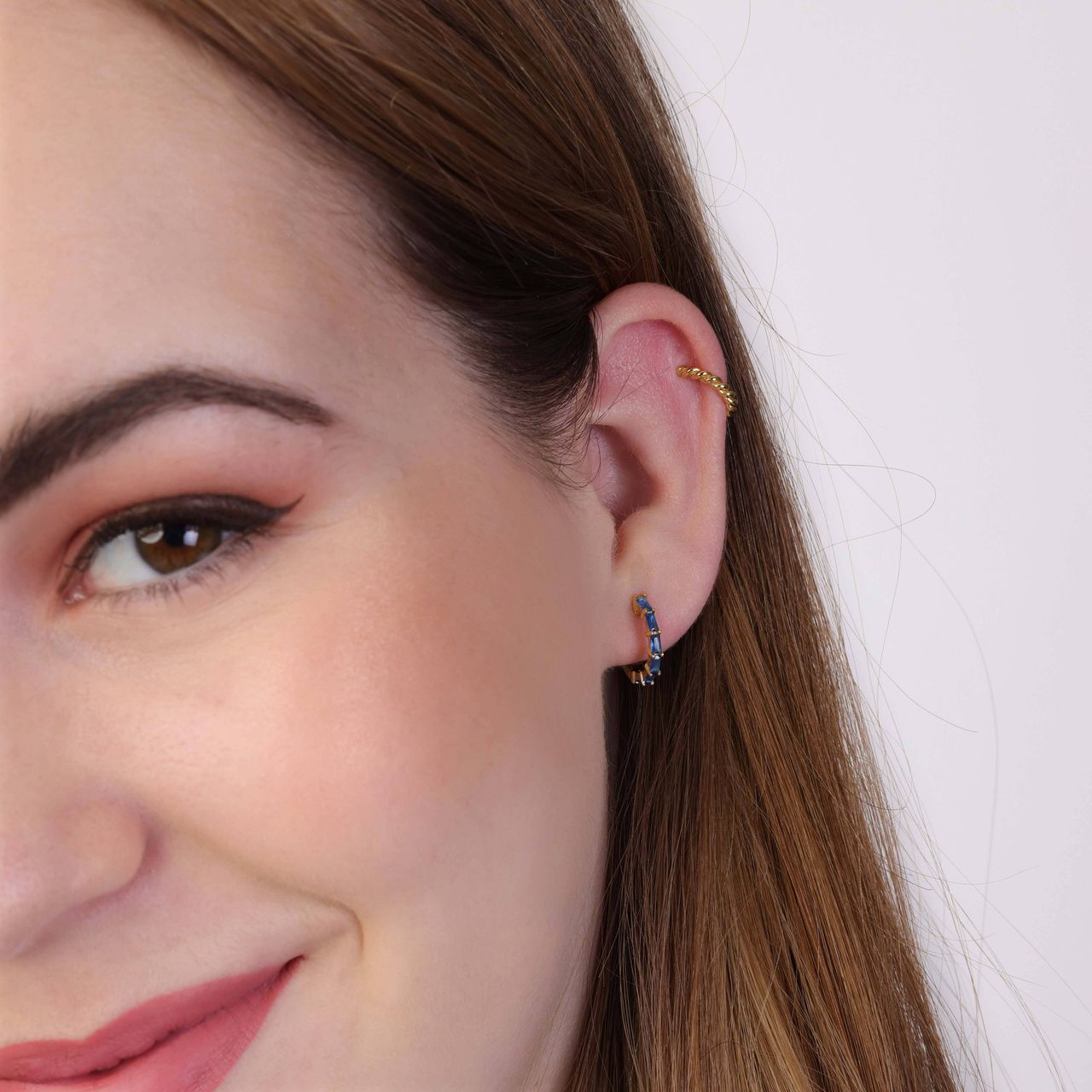 Zilveren goldplated oorringen met geboortesteen voor dames