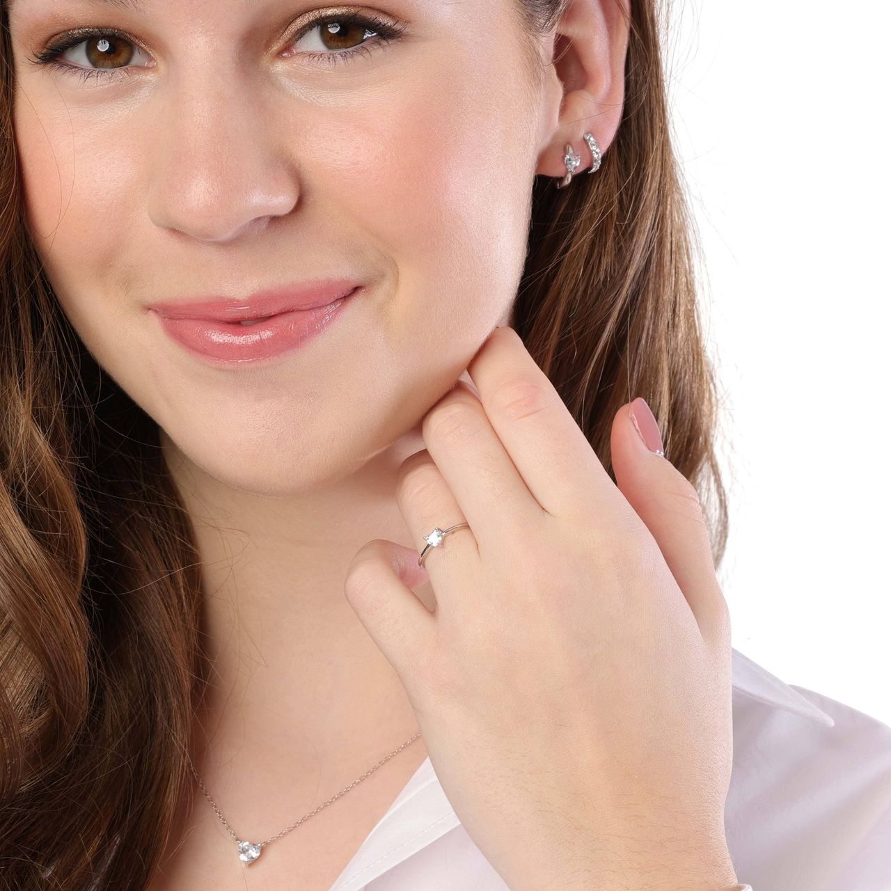 Ohrringe, 925 Silber, Love-Month-Stone, Herz