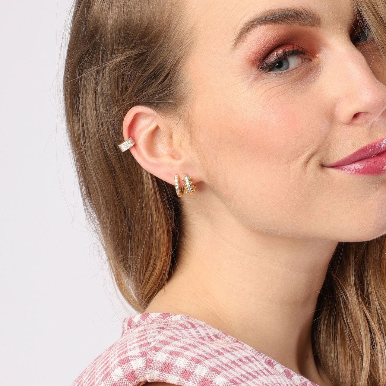 Stalen goldplated oorbellen met zirkonia steentjes