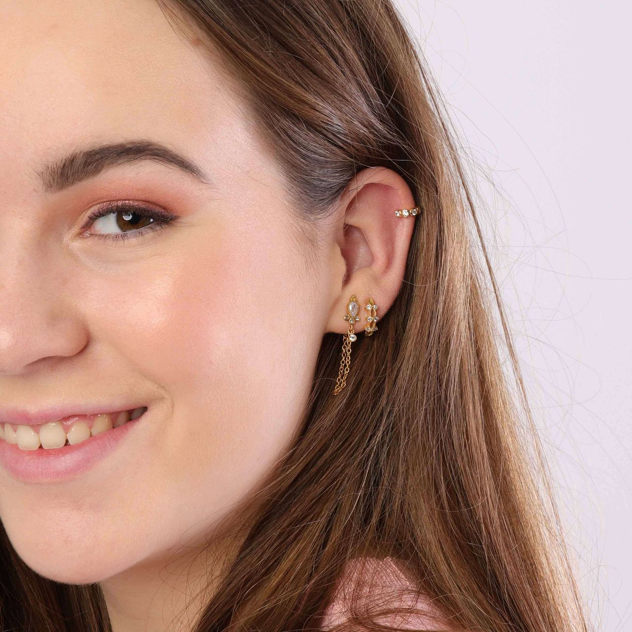 Stalen goldplated oorbellen met zirkonia steentjes