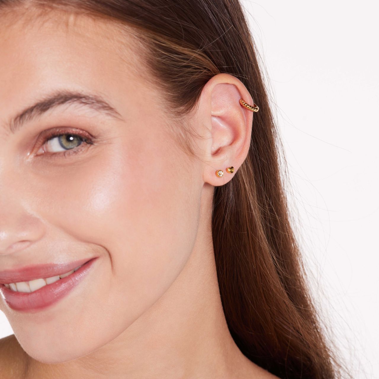 Zilveren goldplated helixpiercing twist voor dames