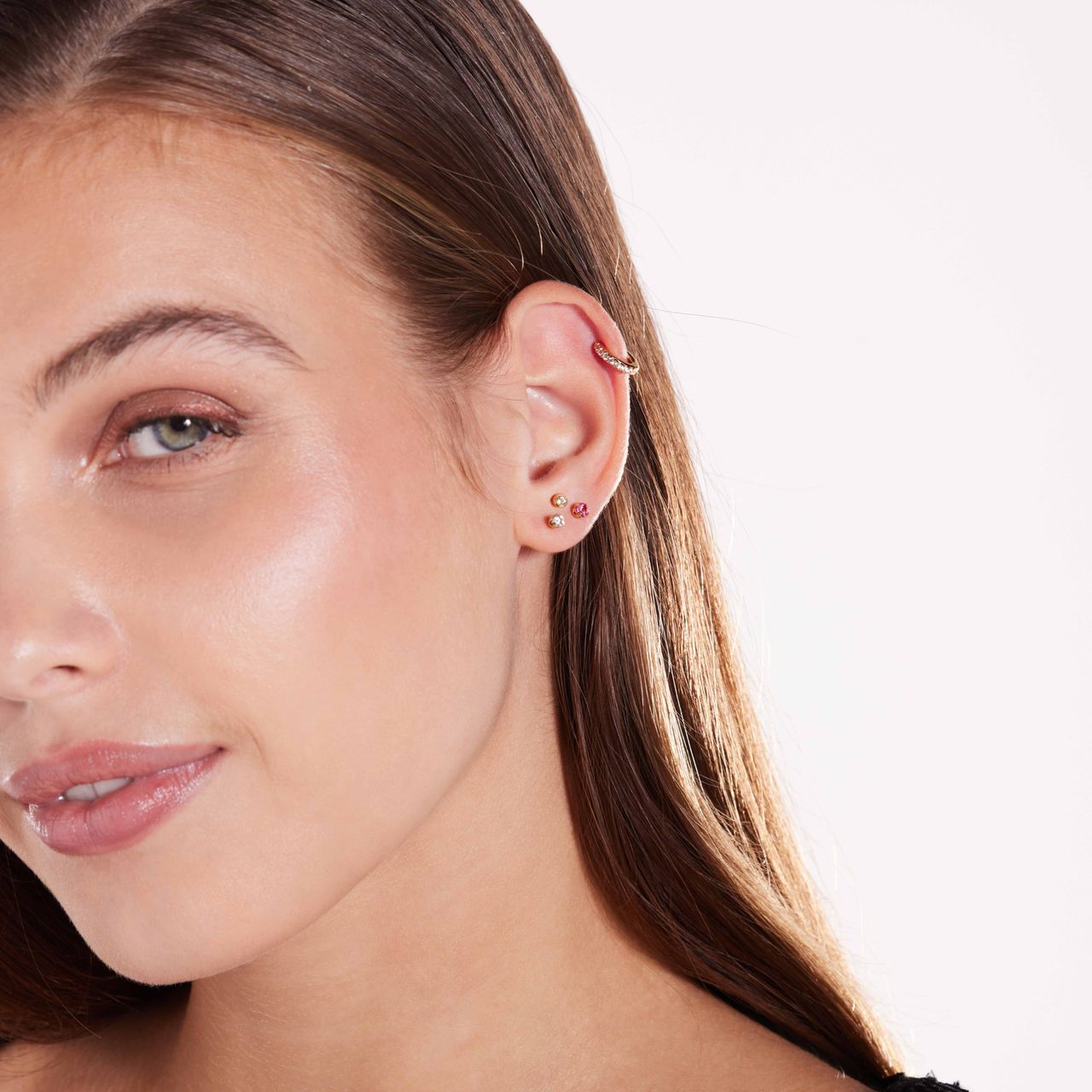 Helix-Piercing, 925 Silber, vergoldet, Zirkonia