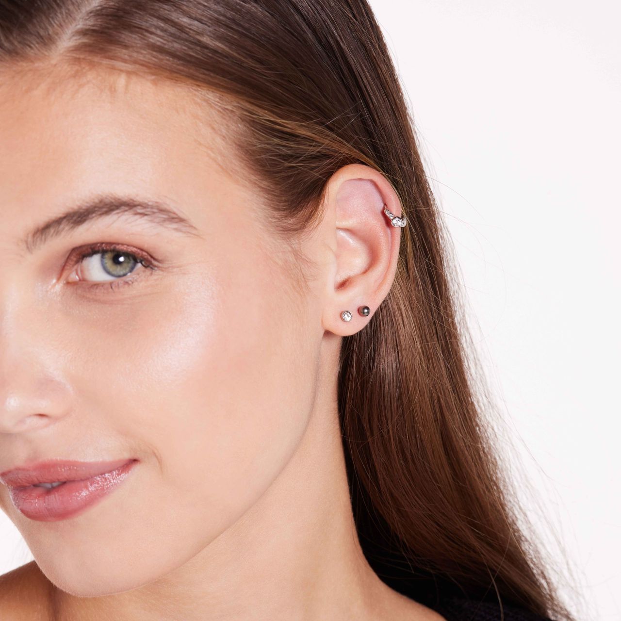 Helix-Piercing, 925 Silber, Zirkonia, rund