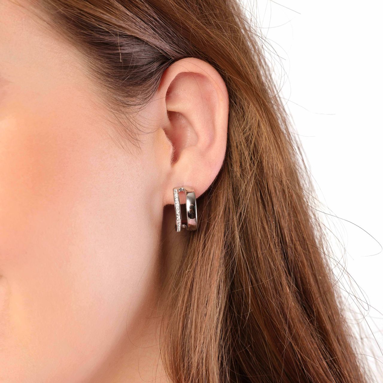 Gerecycled stalen oorbellen met kristallen
