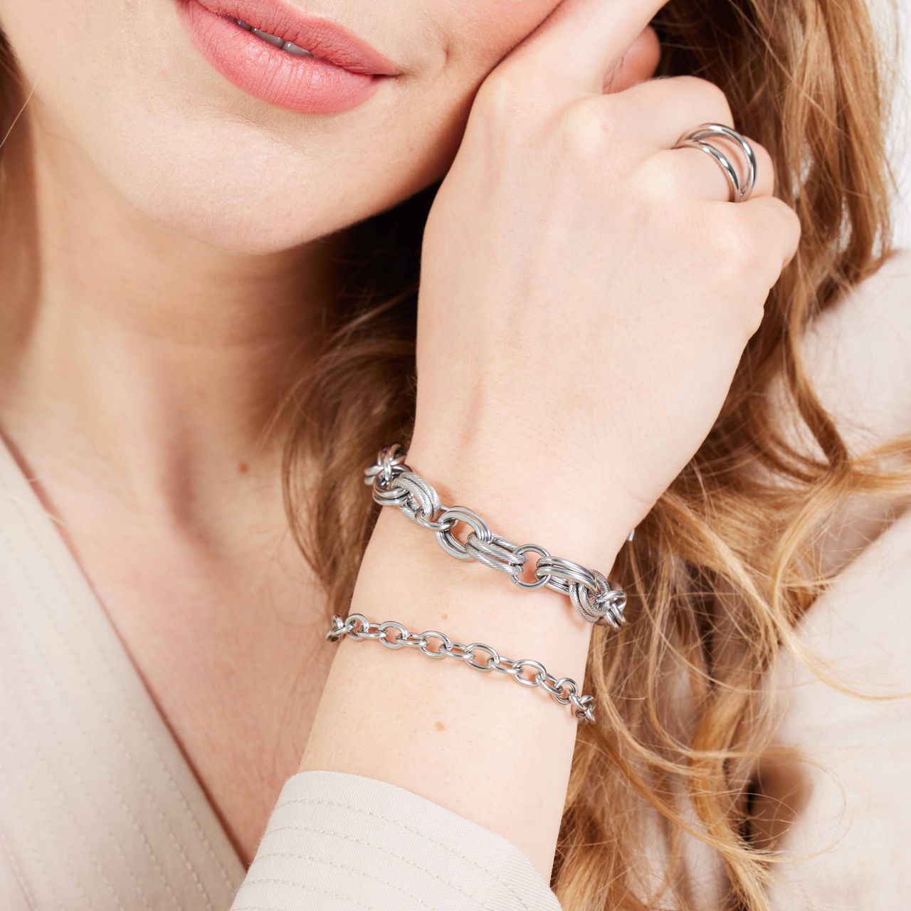 Stainless steel armband met ovale schakels