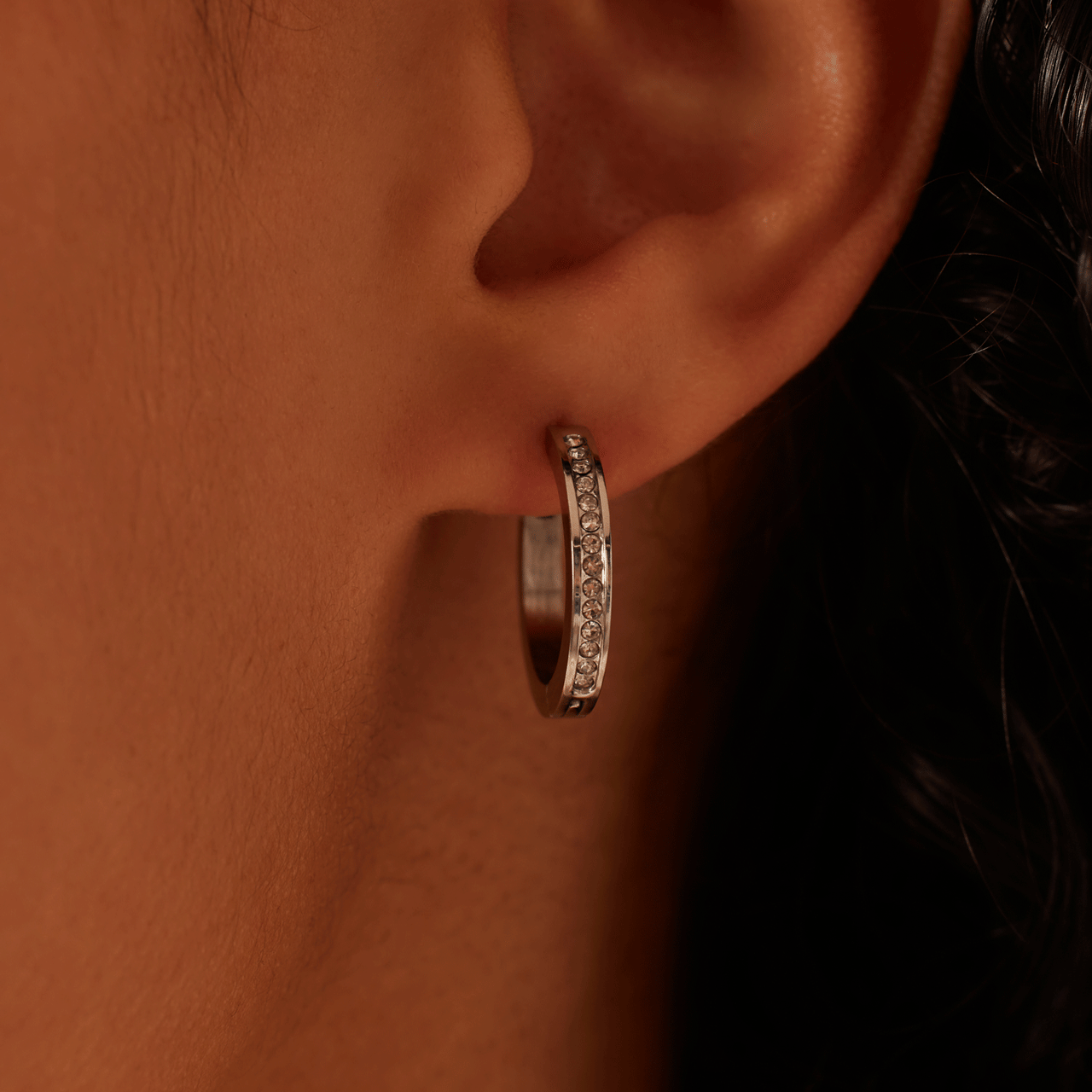 Stainless steel oorbellen met zirkonia steentjes