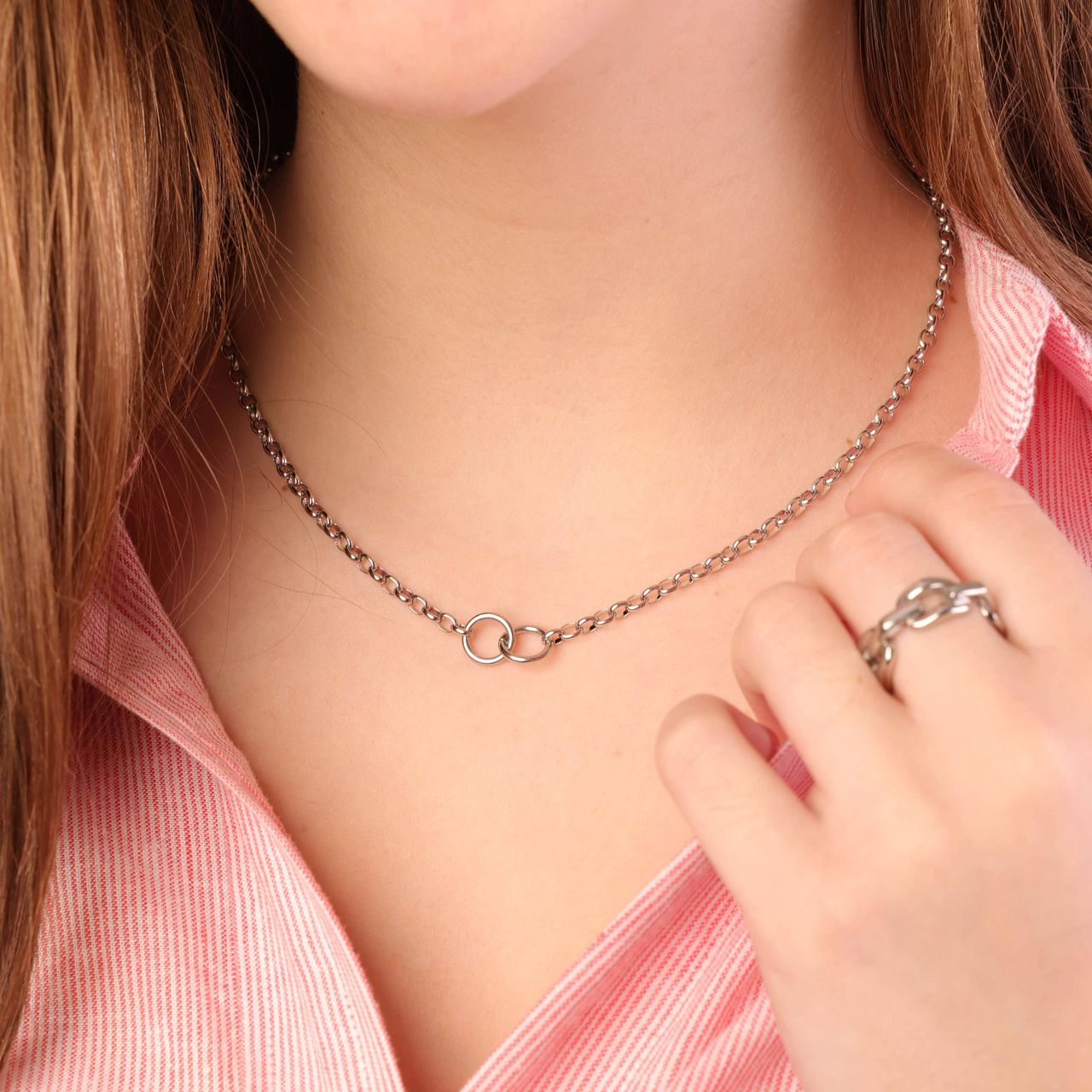 Stalen ketting met ronde schakels
