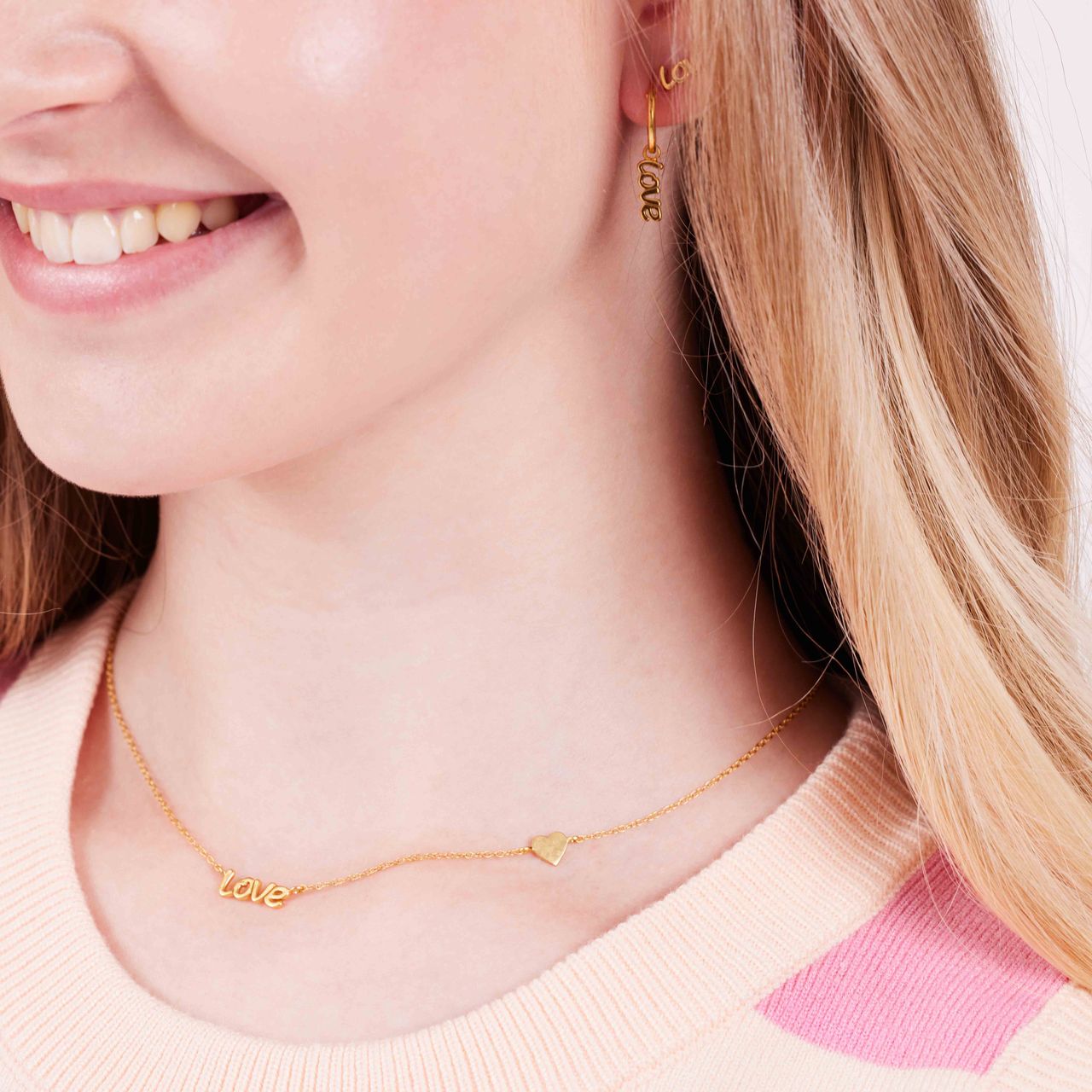 Zilveren goldplated kinderketting met hanger hart