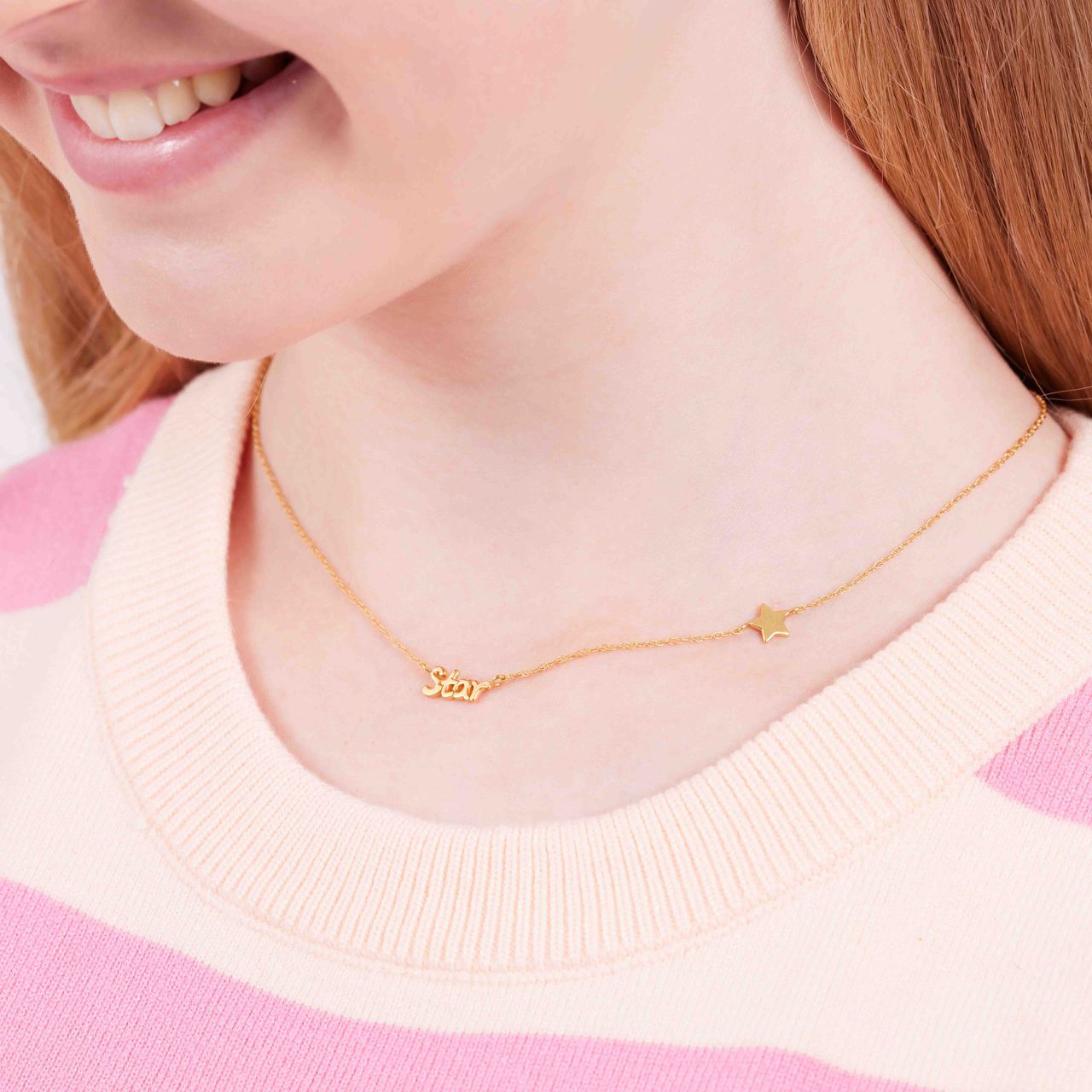 Zilveren goldplated ketting star