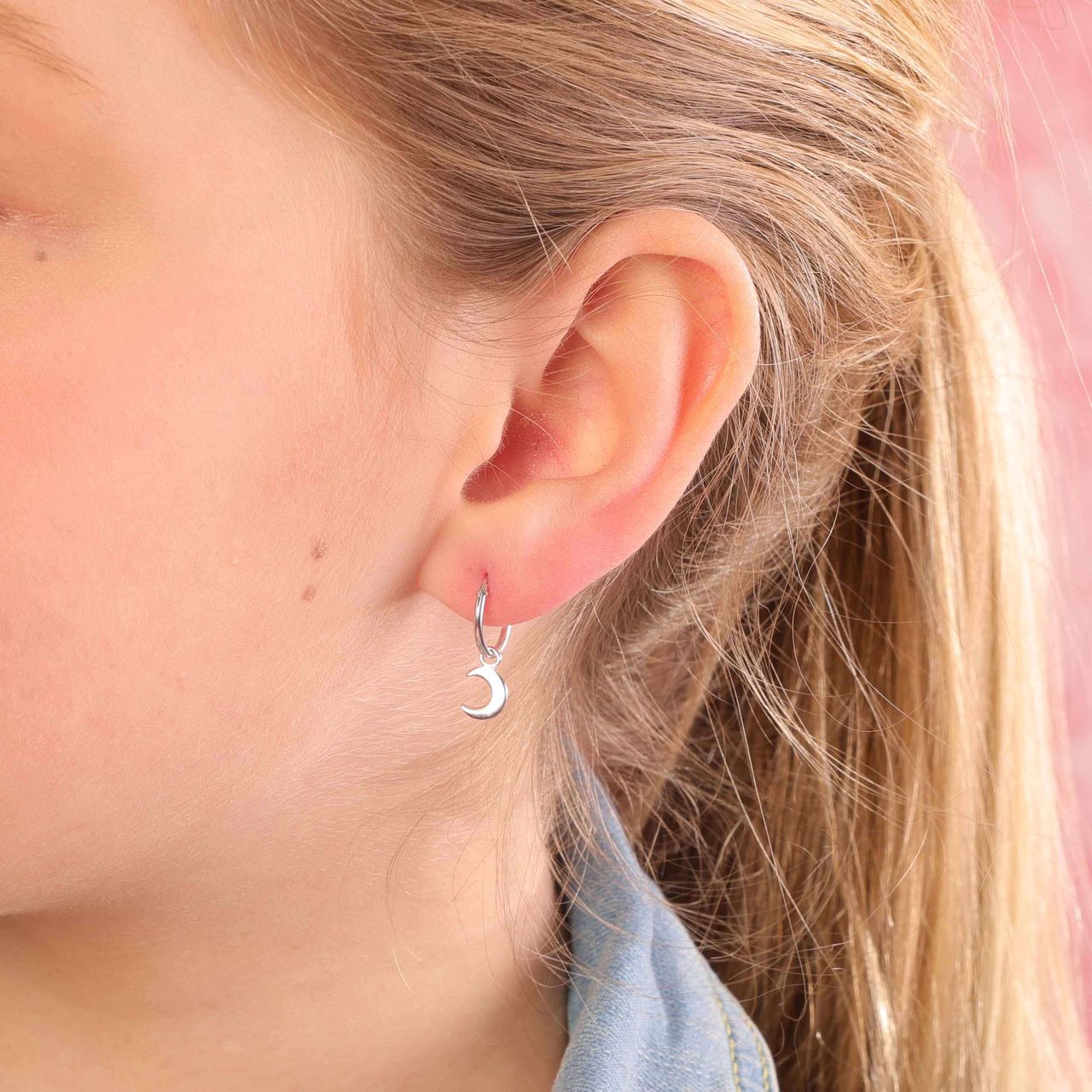 Ohrringe, 925 Silber, mit Anhänger, Mond