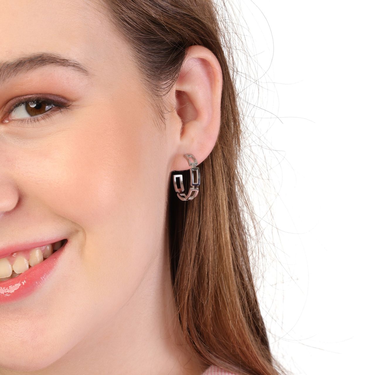 Stainless steel oorbellen met open schakel