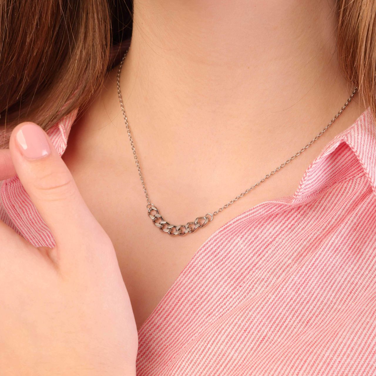 Stainless steel ketting met gourmet schakels