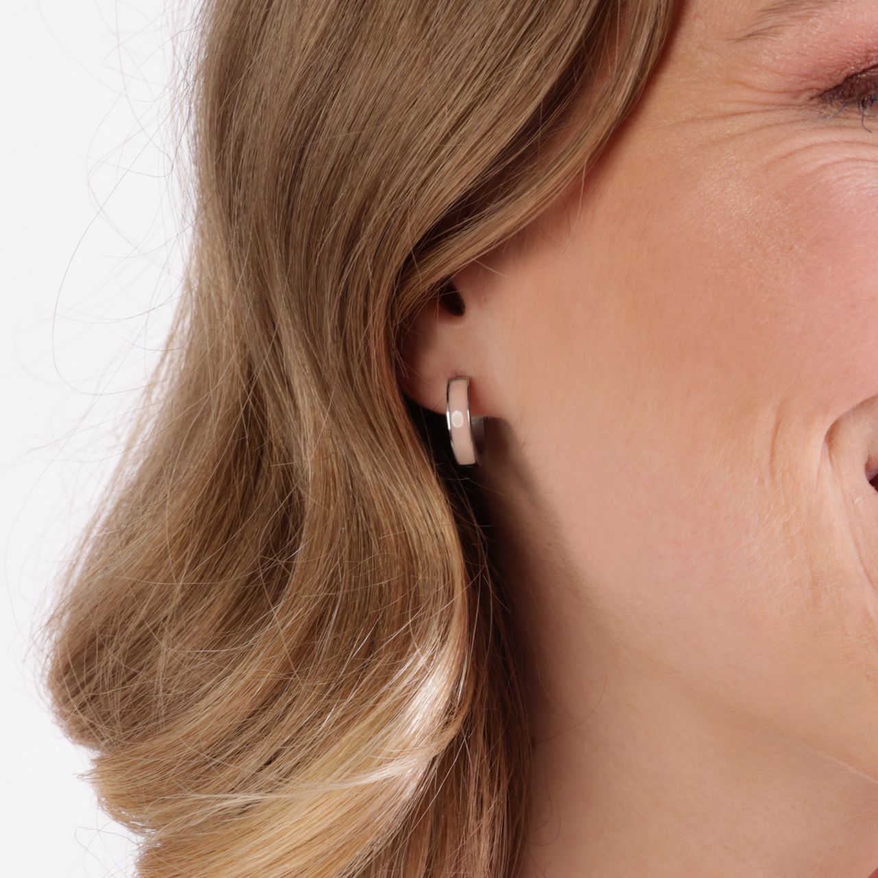 Stalen goldplated oorringen met emaille roze voor dames