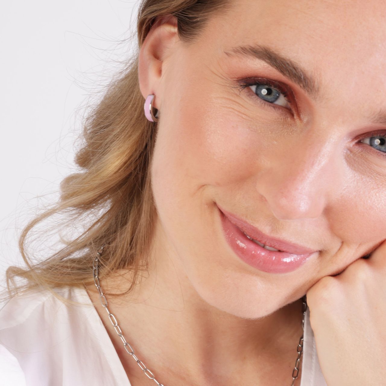 Stainless steel oorringen emaille paars voor dames