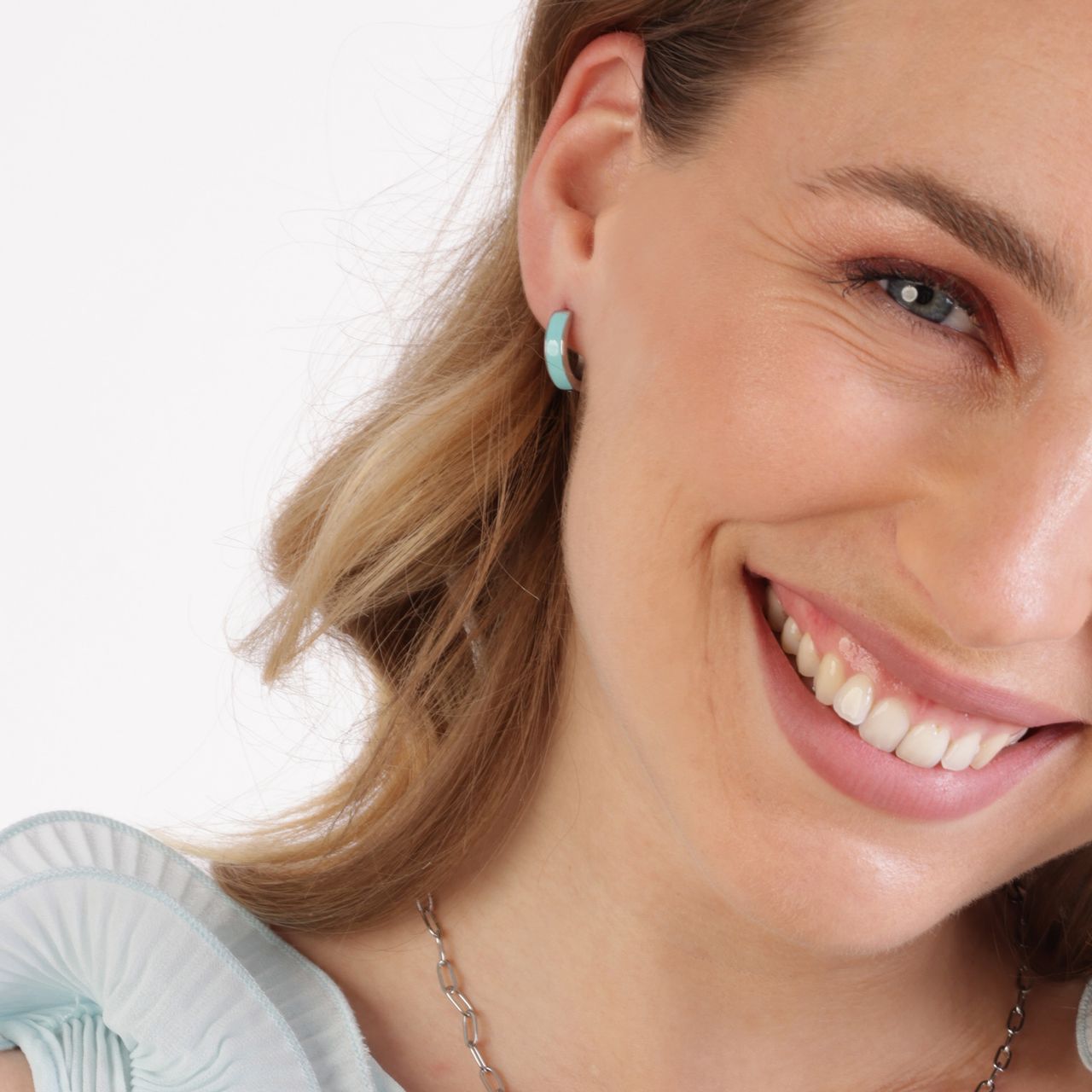 Stalen oorringen emaille mint voor dames