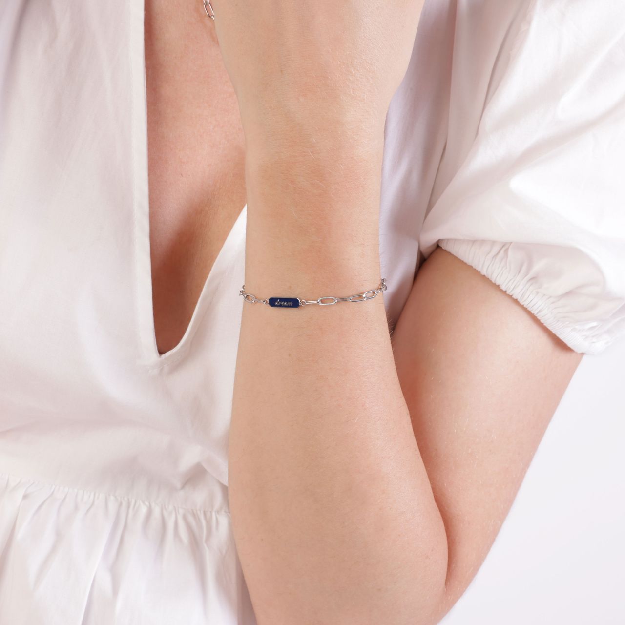 Stalen armband dream emaille blauw