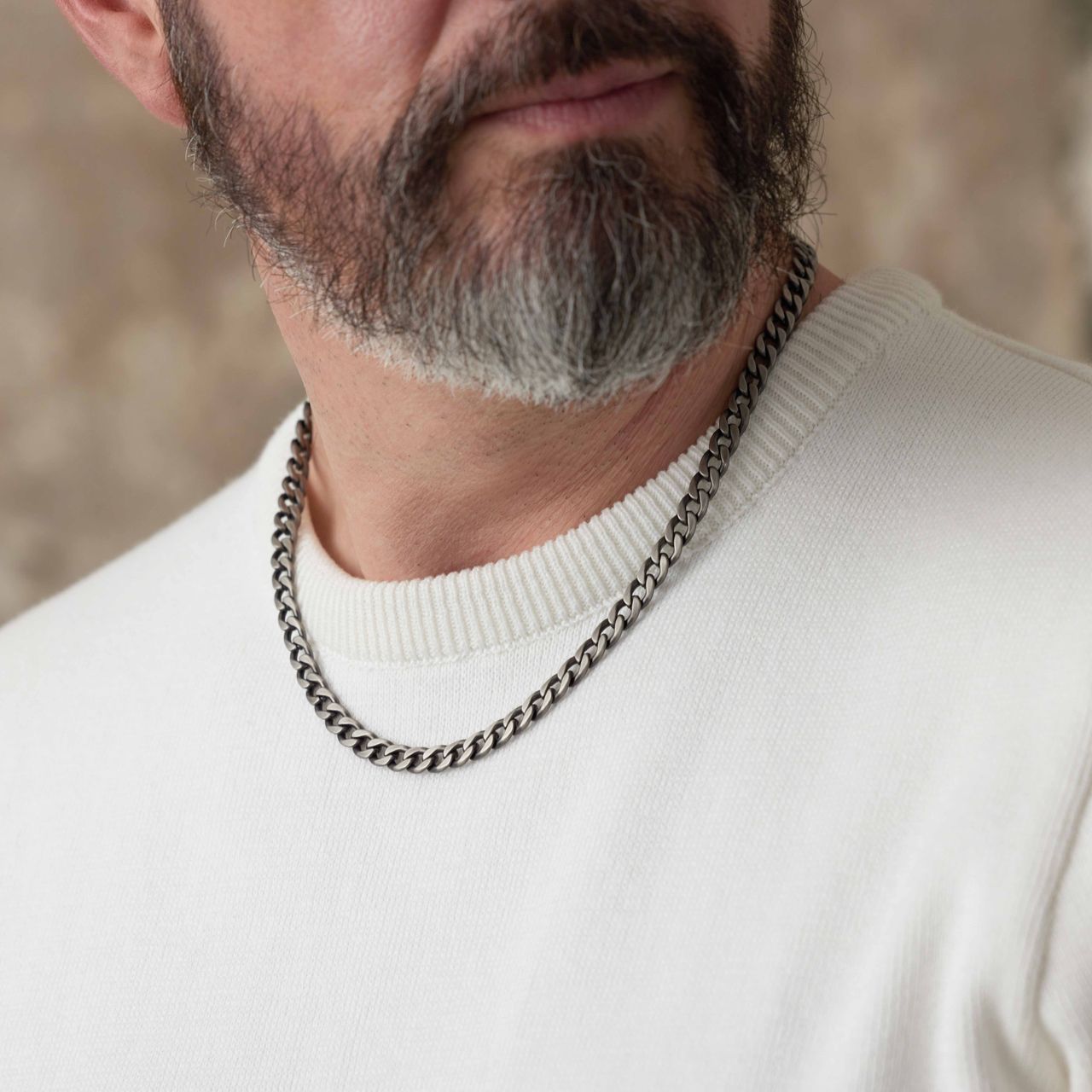 Gerecycled stainless steel herenketting gourmetschakel