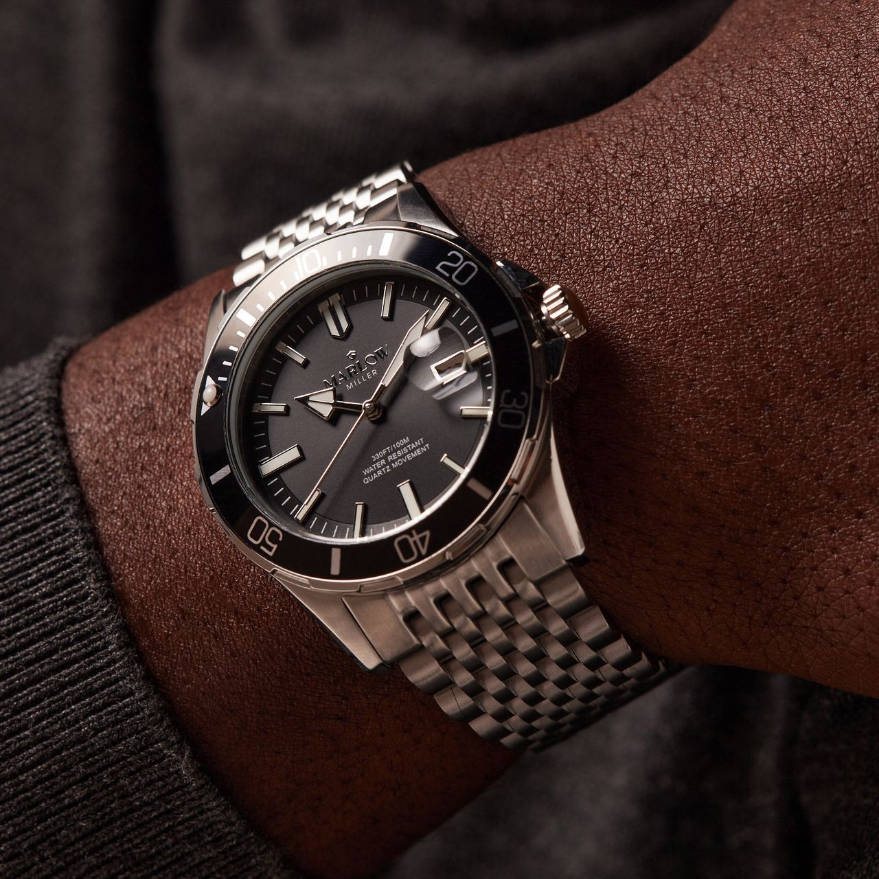 Marlow Miller Armbanduhr mit Edelstahlgehäuse und -armband